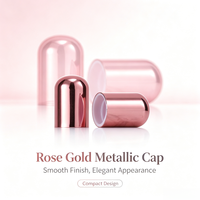 Flacon roll-on vide en verre rose mini de 1 ml à 5 ml avec bille métallique et couvercle or rose, contenant cosmétique de voyage, impression personnalisée