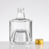 Bouteille en verre cristallin à fond plat, transparente, avec bouchon à vis demi-jin, scellée, couleur personnalisable, empilable, pour jus de fruits, vin et boissons énergisantes