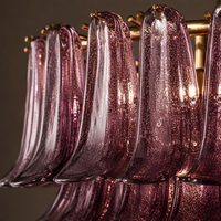 Lustre JYLIGHTING moderne de grande taille, style italien Murano, pétales d'améthyste, à étages ronds, pour hôtel et villa