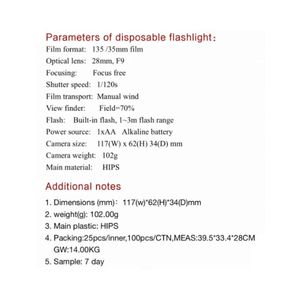 Appareil photo jetable 35 mm automatique à piles AA, pellicule couleur, 27 clichés, vente en gros - Product Image 5
