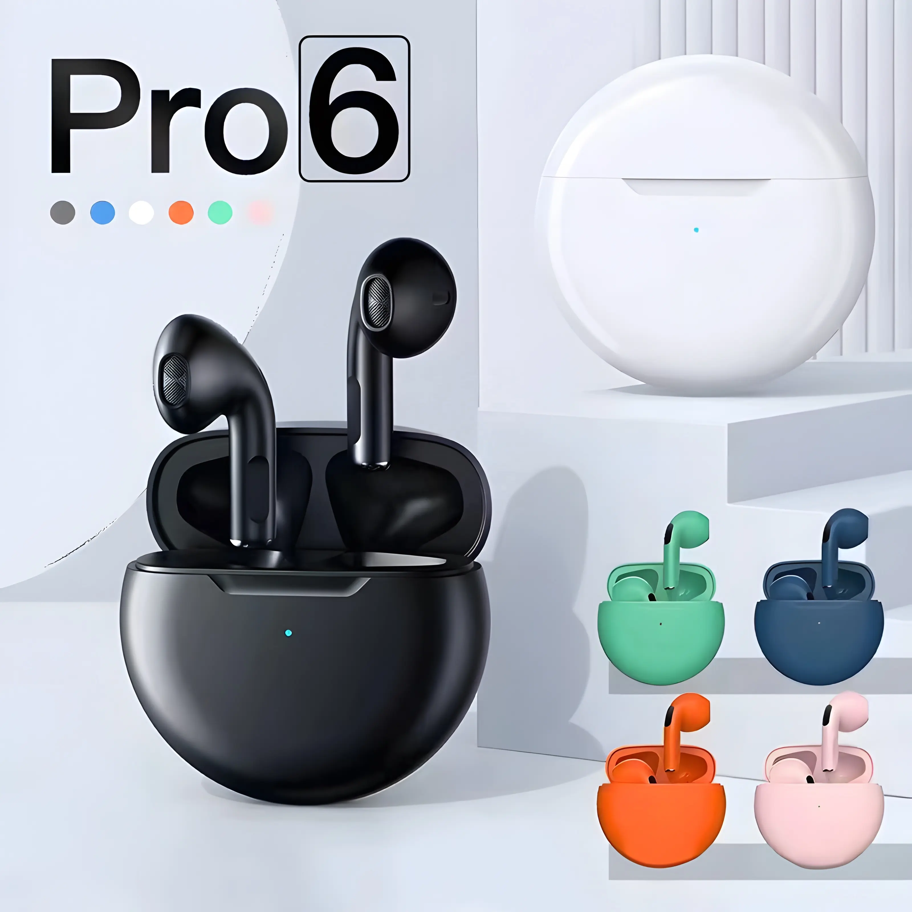 TWS Pro 6 Headphone Noise Cancelling Headset Stereo Wireless Earphones Handsfree Wireless ANC Original Box 2nd 3rd for apple