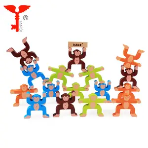 16 шт./компл. деревянные игрушки обезьяна баланс игра мультфильм животных строительные блоки для детей Обучающие деревянные игрушки для детей