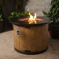 Foyer rond en faux bois Table à feu en marbre Foyer à gaz