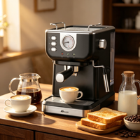 Cafetera Espresso Anbolife de 20 Bares con Manómetro, Espumador de Leche, Tanque de Agua de 1.5L, Cafetera de Expreso OEM