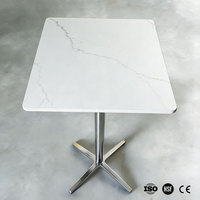 Table de salle à manger carrée à coins arrondis en Corian Solid Surface 2*2 pieds, meubles de restaurants