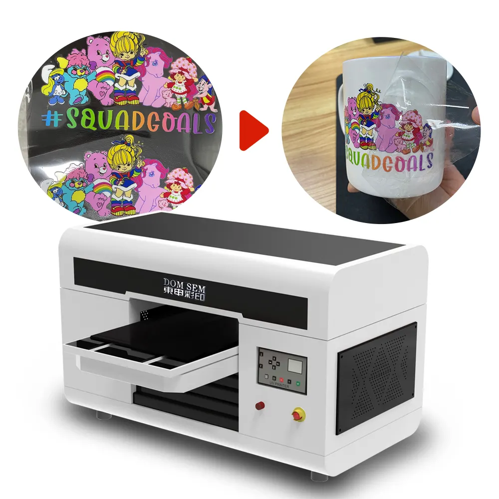 DOMSEM 2022 New UV DTF Film Printers with Crystal Sticker&Varnish printing function A3 Printing Machine