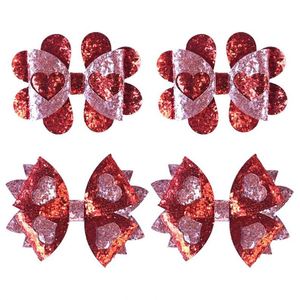 Barrettes à cheveux en métal élégantes faites à la main, nœud d'amour brillant pour la Saint-Valentin, parfait cadeau pour les petites filles avec ruban - Product Image 1