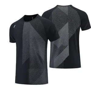 Baju olahraga pria atletik kustom Breath polos cepat kering kaus Fitness cetak kosong ukuran besar kaus lari Gym pria