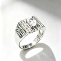 Bague Hip Hop large et massive pour homme, micro-pavée de zircon carré, en laiton plaqué platine, bague statement