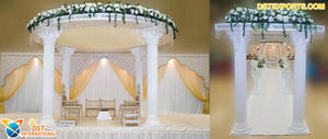 Boda de Srilankan tallada a mano FRP Golden Mandap Dream decoración de boda hindú Mandap Setup Glamorous Indian Wedding Mandap Decor USA - Product Image 6
