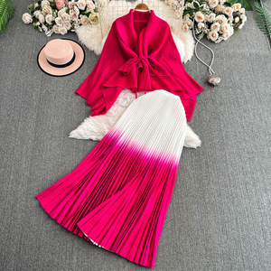 Set di abbigliamento donna donna 2 pz <span class=keywords><strong>Sexy</strong></span> maglione e abiti manica lunga Patchwork invernale - Product Image 2