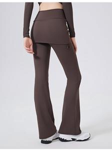 Pantalones de yoga acampanados de cintura alta para mujer al por mayor con cordón lateral, fruncido y efecto levantacola, elásticos para pilates y gimnasio - Product Image 3