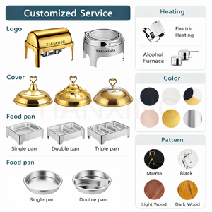 TIANXING Plat de service de luxe 6L blanc et or, chauffe-plats pour buffets, idéal pour hôtels, restaurants, mariages et traiteurs - Product Image 4