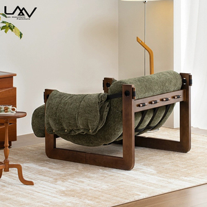 Stile nordico Villa soggiorno verde per il tempo libero <span class=keywords><strong>sedia</strong></span> Hotel camera da letto struttura in legno tessuto Comfort poltrona mobili - Product Image 3