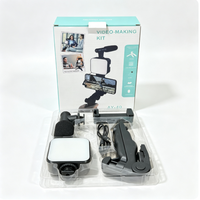 Kit trépied mobile avec microphone, lumière LED, perche à selfie portable pour diffusion en direct, mini support de photographie pour diffusion en direct