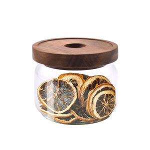 Contenedor de alimentos de alto borosilicato de 250ml, tapa de bambú, tarro de almacenamiento de vidrio hermético con tapa de madera de <span class=keywords><strong>acacia</strong></span> para Cocina - Product Image 1