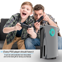 Accessoires de jeu anti-poussière boîtier ABS galvanoplastie plaque frontale grise pour PS5 plaque en plastique coque avec évents de refroidissement pour PS5