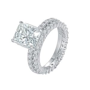 Hete Verkoop Gesimuleerde Diamant Moissanite Ring 925 Sterling Zilver Wit Goud Trouwring Set - Product Image 1