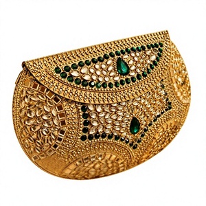 Mini Bolso de Mano Metálico Tradicional Hecho a Mano con Incrustaciones de Mosaico Tallado, Esmaltado y Bañado en Oro, con Diseño de Troquelado, Regalo de Boda - Product Image 1