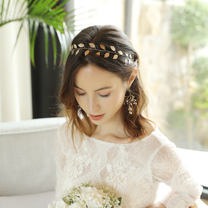 Handmade Rhinestone Wedding Headband Flower-Leaf Bridal <strong>Headpieces</strong> for Wedding Pearl <strong>Hair</strong> Accessories - Product Image 4