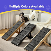 Rampe pliable en bois pour chien, plateforme haute à forte adhérence, pour lit surélevé, petits chiens, avec 4 hauteurs réglables