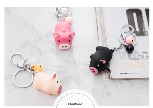 Wholesale BS-027 Manufacturer Cute Mini Cartoon Piggy LED Sound and <b>Light</b> Festive Keychain Creative Gift Pendant Doll - Product Image 2