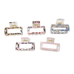 Pinza de Pelo Cuadrada de 7 cm, Transparente con Patrón, 2 por Color - Product Image 3