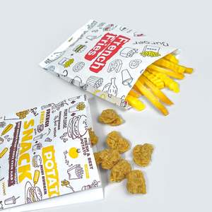 Sac en papier kraft personnalisé ZJPACK pour la restauration rapide, hamburger, frites, sac en papier imprimé résistant à la graisse pour les en-cas - Product Image 4