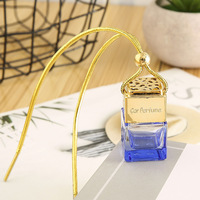 8ml carré Unique bouchon en bois bouteille de parfum diffuseur d'air vide verre voiture bouteille de parfum couleur or couverture