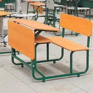 Ensemble de bureau et chaise pour étudiants en bois robuste, réglable, pratique et durable avec rangement, idéal pour les environnements éducatifs - Product Image 1
