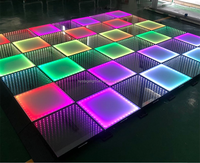 Plancher de danse lumineux LED avec miroir infini 3D RGB pour mariage, verre laiteux, discothèque, bar, lumières de scène magnétiques étanches