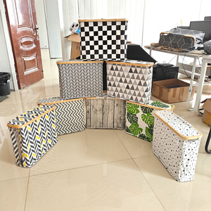 Panier de rangement pliable en tissu Oxford avec fenêtre de visualisation transparente et couvercle, style classique, pour toilettes - Product Image 5