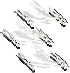 Factory Wholesale Anti-Slip Stainless Steel Space Saving Single Tier Pant & Trouser Hangers <b>Clips</b> for Wardrobe Clothing Storage - Product Image 1
