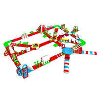 Équipement de toboggan aquatique pour la culture et le tourisme en zone scénique, parcours d'obstacles gonflable, interactif parent-enfant, grande île flottante en PVC