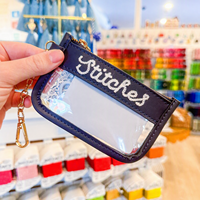 Porte-clés brodé personnalisé, mini porte-monnaie, mini pochette zippée transparente en PVC, mini sac à broderie, mini sac à point de croix