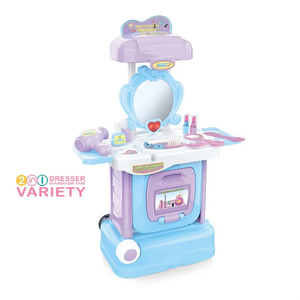 Tavolo da trucco con specchio suono e luce per bambine-vanità giocattolo per bambini con accessori di bellezza per il compleanno della piccola principessa - Product Image 1