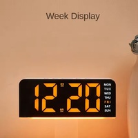 Réveil numérique LED avec affichage de la température, de la date et du jour de la semaine, horloge de table, luminosité réglable, réveils électroniques pour la maison