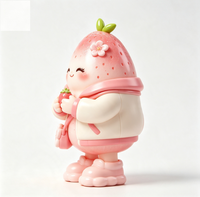 Figurine de collection personnalisée en PVC et ABS, motif fraise rose de dessin animé, statue d'art fabriquée en Chine, OEM sur mesure pour la vente en gros aux marques