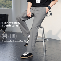Pantalon de travail classique pour homme, coupe ajustée, extensible, séchage rapide, léger, décontracté, confortable, pantalon de golf pour homme, fermeture éclair à la taille