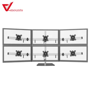 V-mounts ErgoTech Ergonomic Monitor Arms Free Standing Stand for 6 Monitors with 75/100 VESA Compatibility