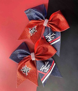 Fashion Sparkling Glitter Cheer Leading Hair Bow Glitter Grosgrain Ribbon Bows Hair Band Hair <b>Tie</b> for Girls and Women - Product Image 2