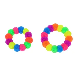 LWS31714 Tiktok Hot Kids Stress Relief Toy Rainbow Color Elastic Rope Bracelet Soft TPR Glue Pom Fidget Bracelets Toys