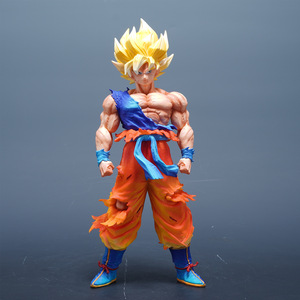 Figurine de collection en PVC <span class=keywords><strong>Super</strong></span> Saiyan Goku Première Transformation, tenue d'arts martiaux déchirée, visages interchangeables, échelle 1:48, pour les fans de DBZ, décoration - Product Image 4