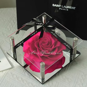 Exclusivo Soporte Acrílico con Rosa Natural Preservada en Caja de Regalo, Regalo para el Día de San Valentín, Adorno de Flores Secas, Detalle Premium - Product Image 5
