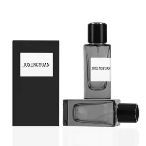 Vaporisateurs de parfum noirs carrés en verre vides portables de luxe de 30ml 50 ml 100ml avec boîte personnalisés