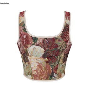 Gilet Renaissance débardeur à lacets gilet désossé Cottagecore Corset Floral brodé <span class=keywords><strong>Bustier</strong></span> <span class=keywords><strong>médiéval</strong></span> - Product Image 2
