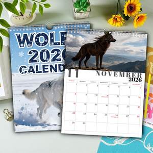 Calendrier mural personnalisé 2026 Wolf en papier d'art 300 g/m² écologique grand format 11x8,2 po durable, récompensé en Allemagne, pour la maison et le bureau, avec horloge personnalisée - Product Image 6