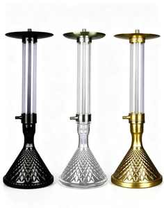 Cachimba de Vidrio Transparente Moderna con Base Metálica y Accesorios para Salón, Bar y Uso Doméstico - Product Image 1