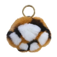 Porte-clés de voiture léger en peluche douce motif léopard avec patte de chaton, motif lapin de dessin animé mignon, breloque pour sac à dos, cadeau d'anniversaire