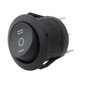 23mm rotondo nero 3 Pin 10A/125V 6A/250V AC 3 posizioni SPDT ON-OFF-ON interruttore a bilanciere Snap-in